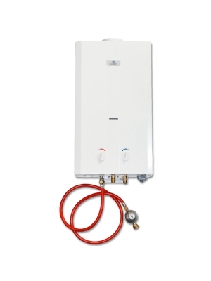 Eccotemp CE L10 buitengeiser. Geschikt voor vaste montage. 10 Liter per minuut en 16 Kw. Veel warm water voor weinig geld.