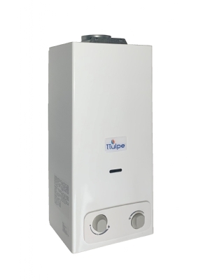 6 liter per minuut propaangeiser met batterijontsteking. Gasdruk: 50 mbar